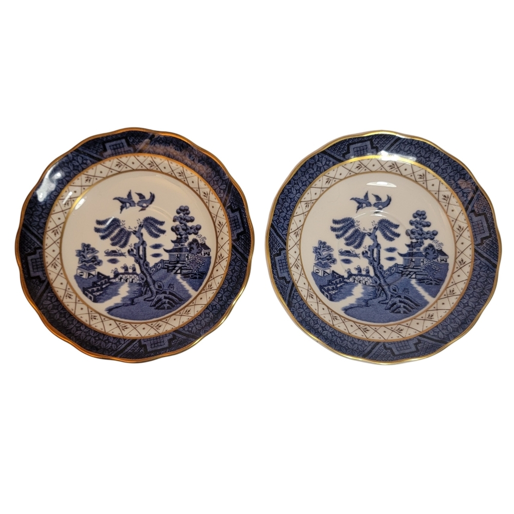 (2) Vintage Royal Doulton Booths Real Old Willow Saucer Replacements